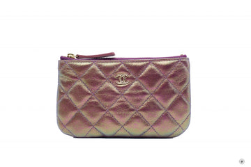 Top Quality Chanel A69253 CC Logo Iridescent Purple Leather Coin Purse