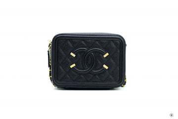 Top Quality Chanel A84452 Y06542 CC Filigree Vanity Clutch With Chain Black / 94305 Leather Shoulder Bags Ghw