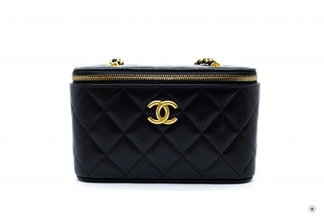 Top Quality Chanel AP2550B07242 Vanity With Gold And Silver Chain Black / 94305 Leather Shoulder Bags Shw