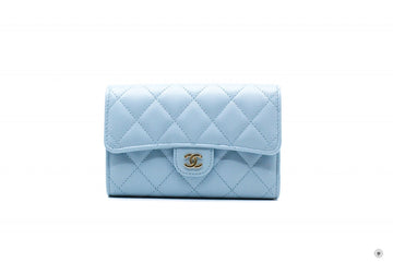 Top Quality Chanel AP0232Y33352 Classic Flap Wallet Baby Blue / NG752 Leather Short Wallet Shw