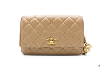 Top Quality Chanel AP1450B02916 Wallet ON Chain Woc With Golden Ball  Beige / NJ528 Leather Shoulder Bags Gbhw