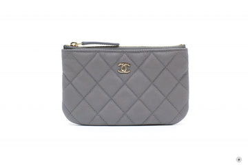 Top Quality Chanel A82365 Y33352  Classic Mini Pouch NJ531 / Grey Leather Shoulder Bags Pbhw