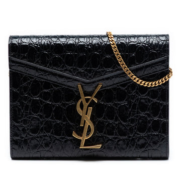 Cassandra Chain Shoulder Bag Leather Embossed Leather Small