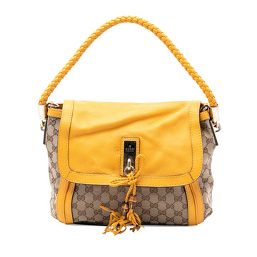 Bella Flap Shoulder Bag GG Canvas with Leather Medium