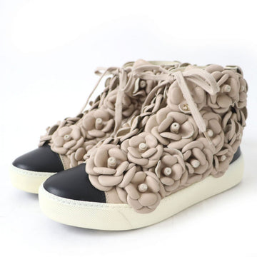 Top Quality Chanel Leather Sneakers Beige Size 36