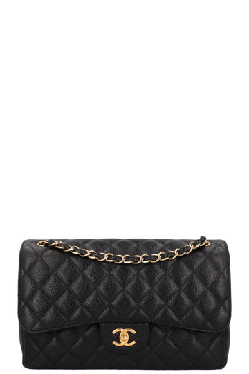 CHANEL Large Double Flap Bag Caviar Black