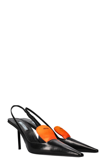 PRADA Slingback Heels Logo Tongue