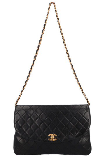 CHANEL Vintage Single Flap Bag Leather Black