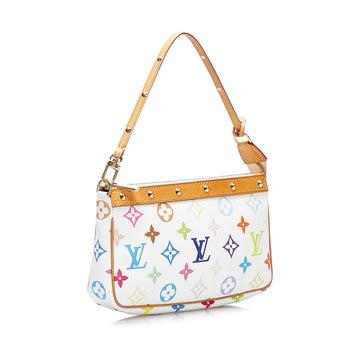 SALE Louis Vuitton Pochette Accessoires White Multicolor Monogram Leather/canvas