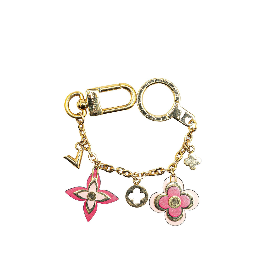 Gold Louis Vuitton Gold Plated Blooming Flowers Bag Charm and Key Holder
