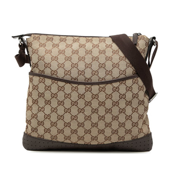 Zip Messenger Bag GG Canvas with Perforated Leather Medium