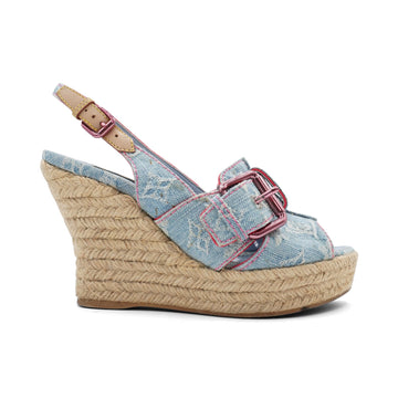 Louis Vuitton Denim Monogram Wedges - Women's 35.5