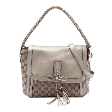 Bella Flap Shoulder Bag GG Canvas with Leather Medium