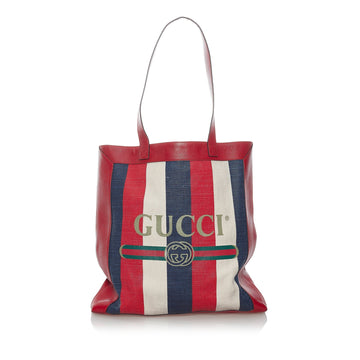 Gucci Sylvie Baiadera Tote Bag Striped Leather/canvas