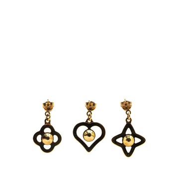 Gold Louis Vuitton Crystal Eye Candy Fleur Heart Drop Earrings
