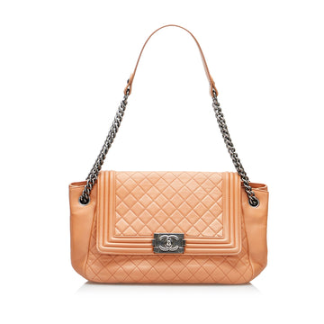 Chanel Boy Accordion Flap Light Orange Leather