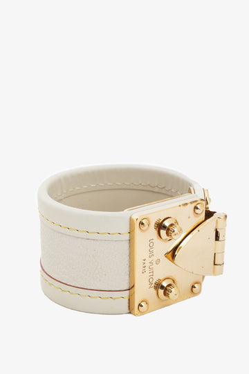 Louis Vuitton Suhali White Leather S-Lock Bracelet