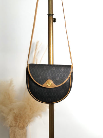 Christian Dior Honeycomb Pattern Shoulder bag Black Vintage p8wvy4