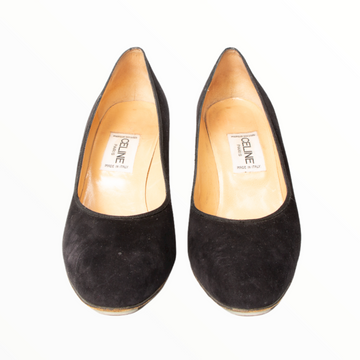 Celine vintage black suede pumps - 37.5 - 1990s