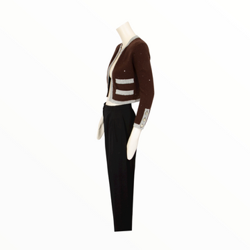 Chanel vintage cashmere brown and silver cardigan - XS - 1990s