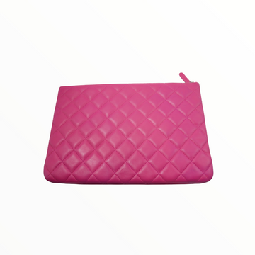 Chanel pink quilted clutch - 2015