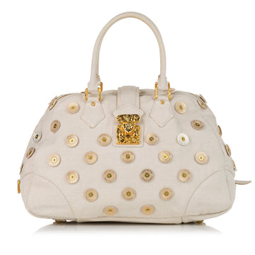 Louis Vuitton Polka Dots Panama Bowly White Leather/canvas