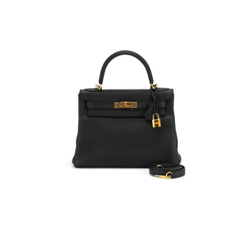 Hermes Kelly 28 Leather Black - X stamp
