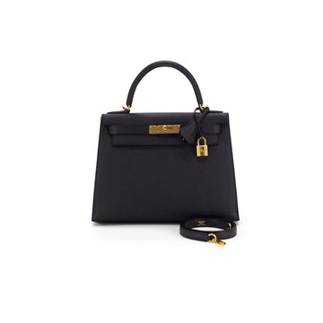 Hermes Kelly 28 Noir Leather sellier - Y Stamp