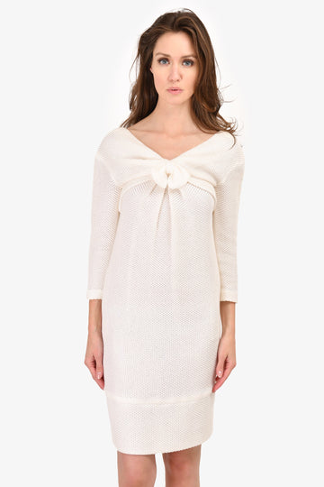 Chanel White Bow Detail Dress Size 36