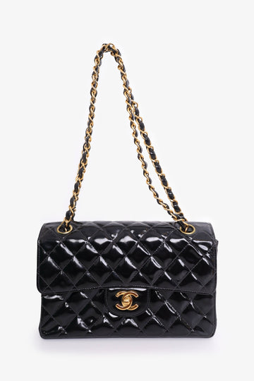 Chanel  1996-97 Black Quilted Patent Double Sided Flap New 1:1 Bags