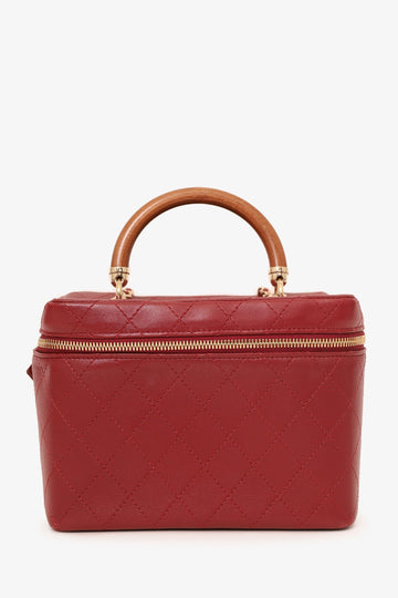 Chanel 2018 Red Lambskin Knock On Wood Vanity Case