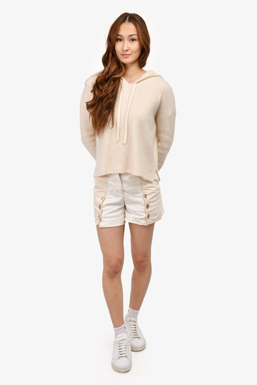 Chanel 2018 Beige/White Denim Button Detailed Shorts Size 34