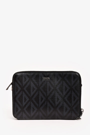 Dior Homme Black Coated Canvas CD Print Zipped Pouch