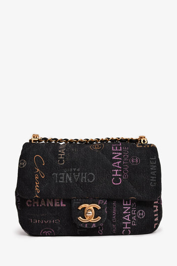 Chanel 2022 Black Denim Mood Monogram Mini Flap New 1:1 Bags