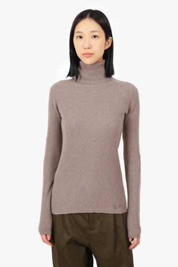 Chanel 03A Brown Ribbed Turtle Neck Sweater Size 42