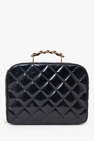 Chanel 1994-96 Black Patent Leather Large Vanity Case