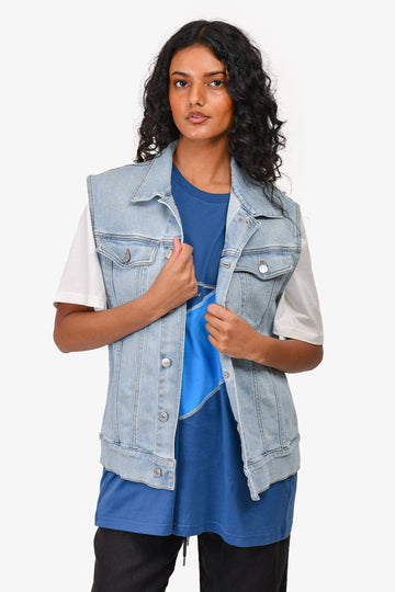 Dior Blue Denim Button Up Vest Jacket Size 48 Men