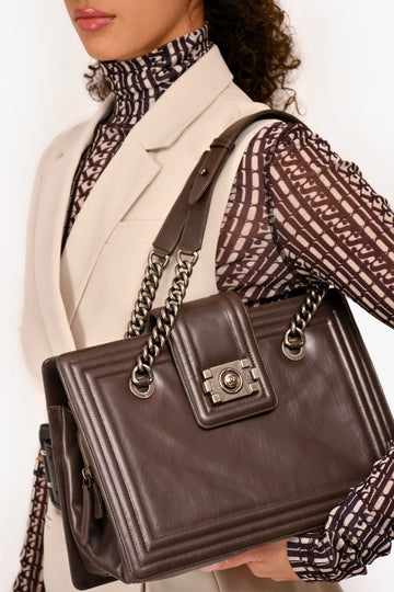 Chanel 2011 Grey Leather Reverso Boy New 1:1 Bags