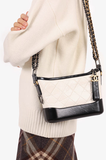 Chanel  2018 Black/White Lambskin Leather Small Gabrielle New 1:1 Bags
