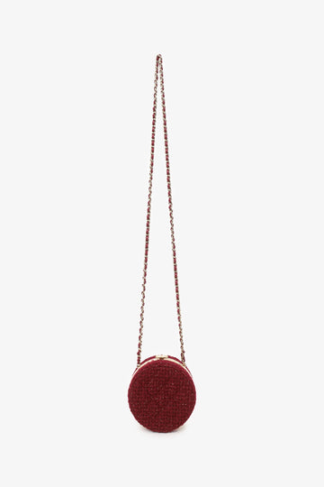 Chanel 2022 Burgundy Tweed Vanity Clutch on Chain