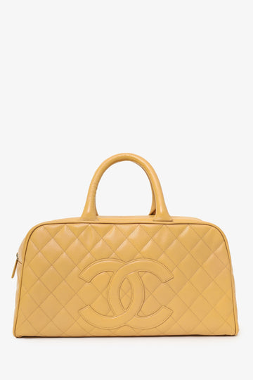Chanel 2004-05 Beige Caviar Large Bowler New 1:1 Bags