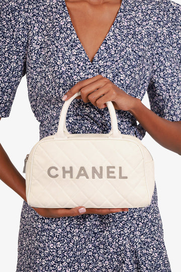 Chanel 2000-02 White Canvas Mini Bowler New 1:1 Bags