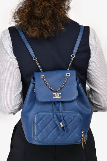 Chanel 2017 Blue Caviar Leather Business Affinity GHW Backpack