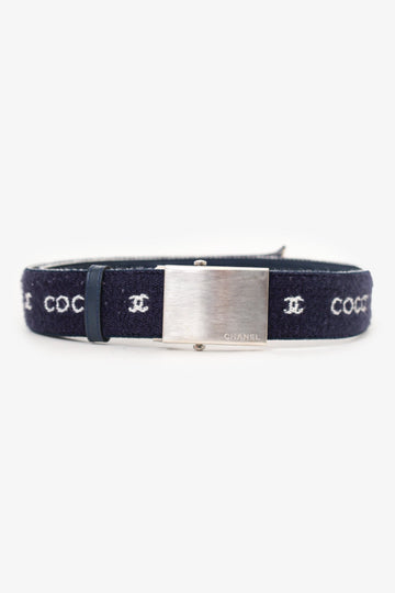 Chanel Navy Wool 'Coco CC' Belt