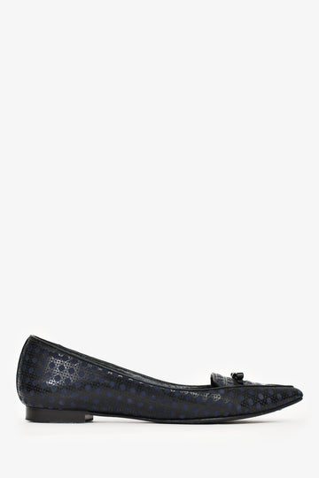 Christian Dior Navy/Black Leather Cannage Pattern Flats Size 39