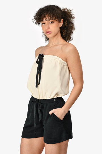 Chanel 2011 Beige/Black Silk Romper Size 38