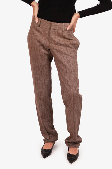 Gucci Brown Wool Striped Trousers Size 48