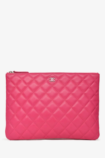 Chanel 2015-16 Pink Quilted Leather Medium Zip O Case