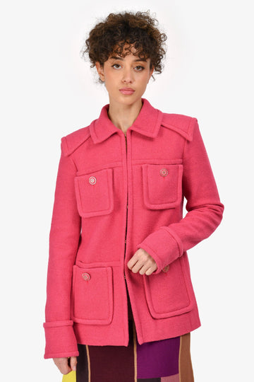 Chanel 2020 Pink 4 Pocket Tweed Jacket Size 38
