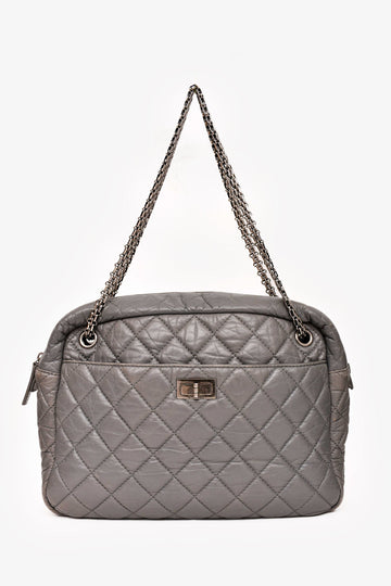 Chanel 2008-2009 Grey Crackled Leather Quilted Reissue Camera New 1:1 Bags